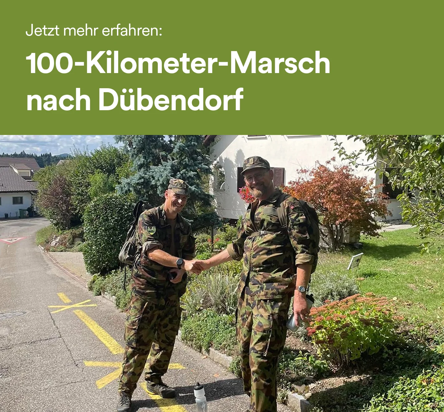 Offiziere organisieren einen 100-Kilometer-Marsch nach Dübendorf